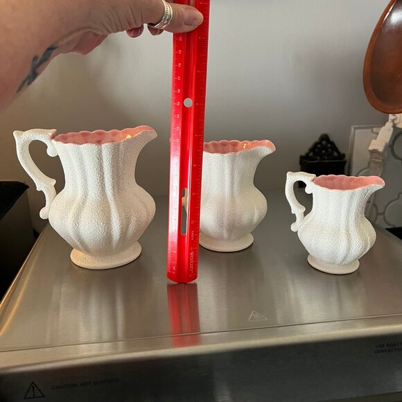 3 Small Decorative Pitchers Pink/White - Picture 2 of 11